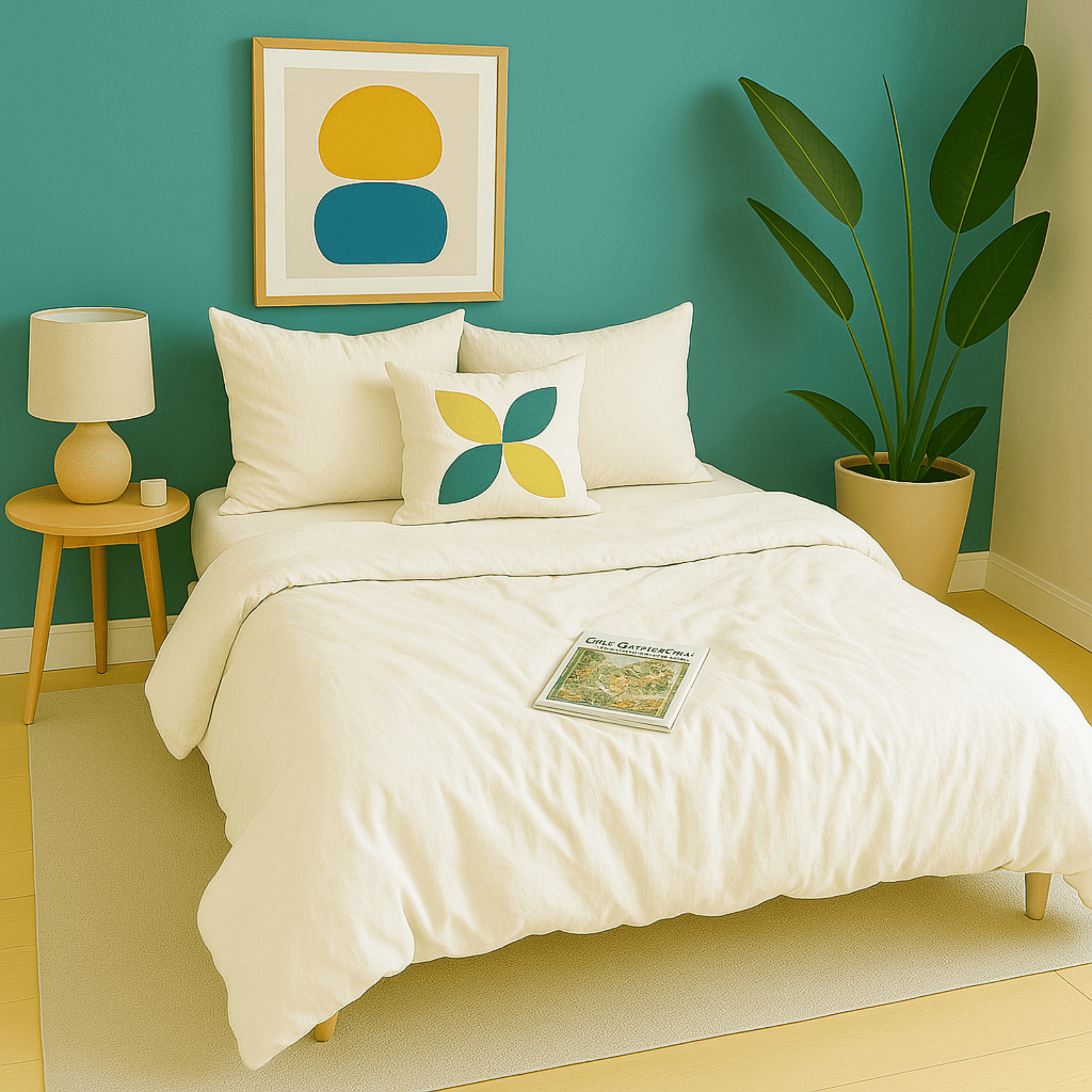 Parure de lit unie en gaze de coton blanc – housse de couette et taies d'oreiller légères et minimalistes houz'bed
