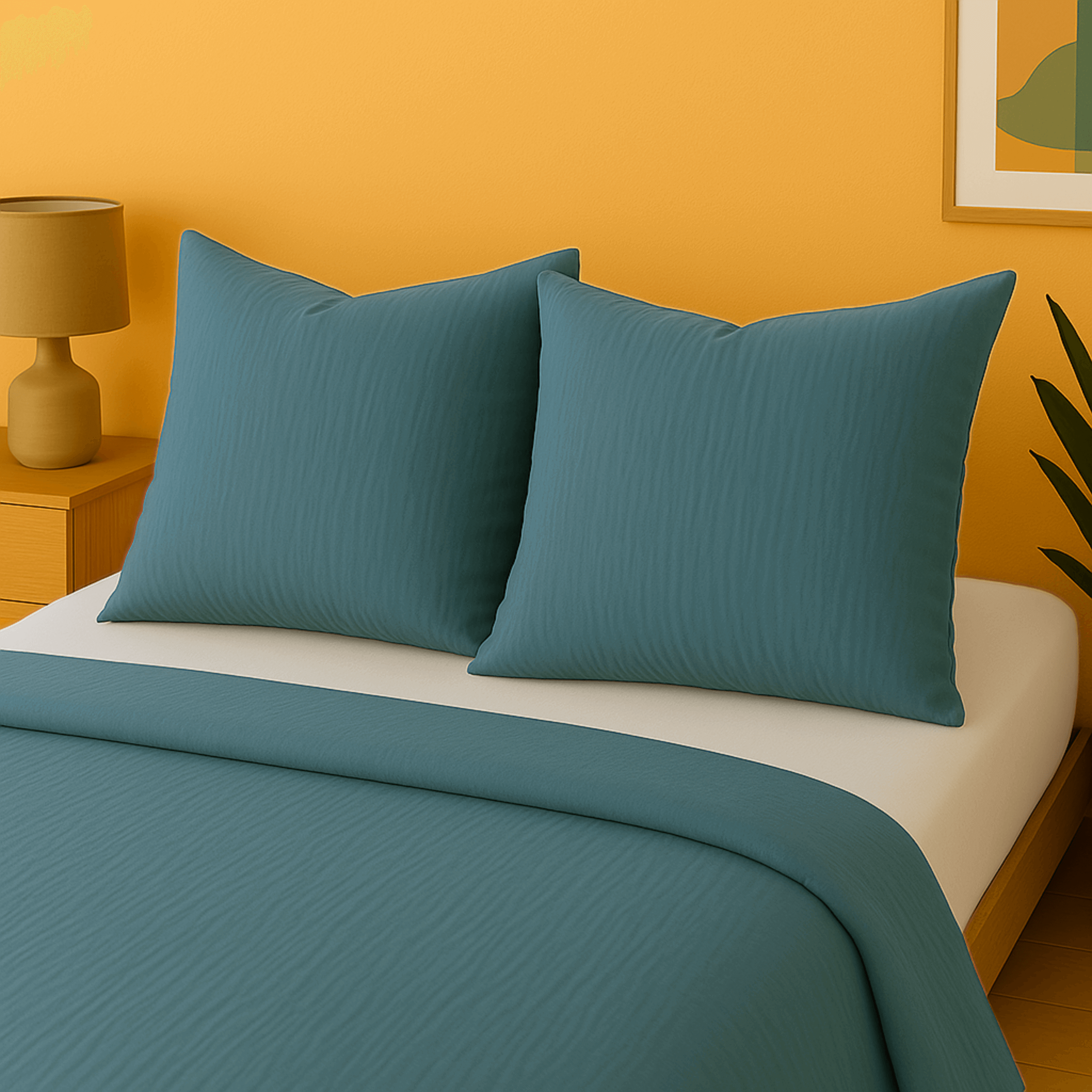 taies d'oreillers unies en gaze de coton bleu – housse de couette et taies d'oreiller naturelles et apaisantes houz'bed