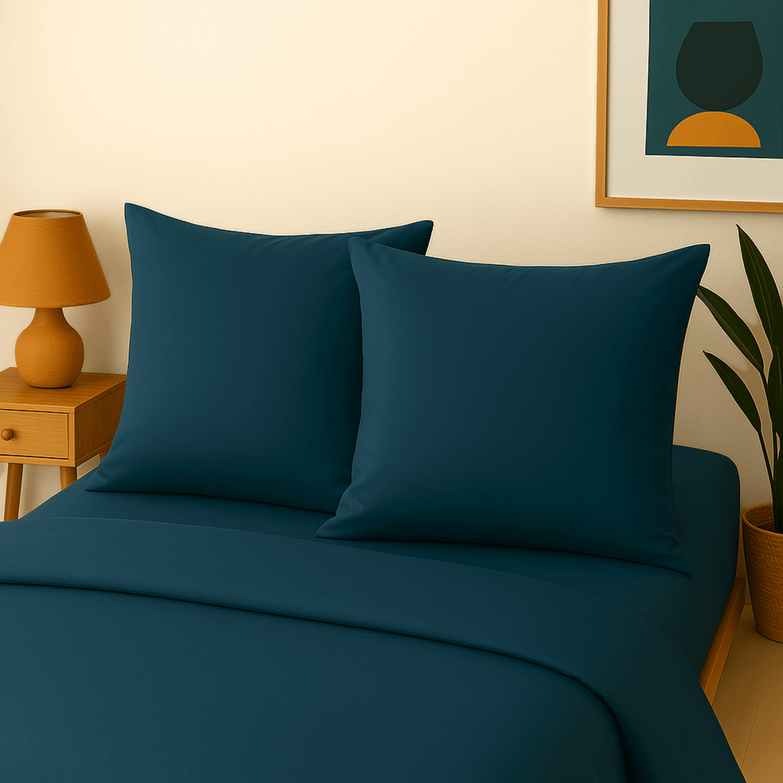 taies d'oreillers unies en percale de coton bleu nuit – housse de couette et taies d'oreiller modernes et profondes houz'bed