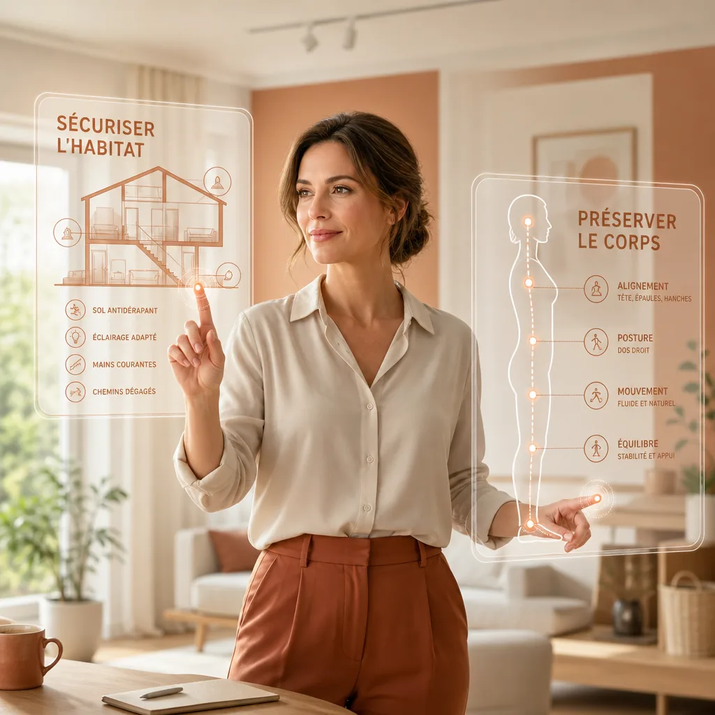 Sophie, fondatrice de Houz'Bed, analysant deux interfaces de prévention : sécuriser l'habitat et préserver le corps