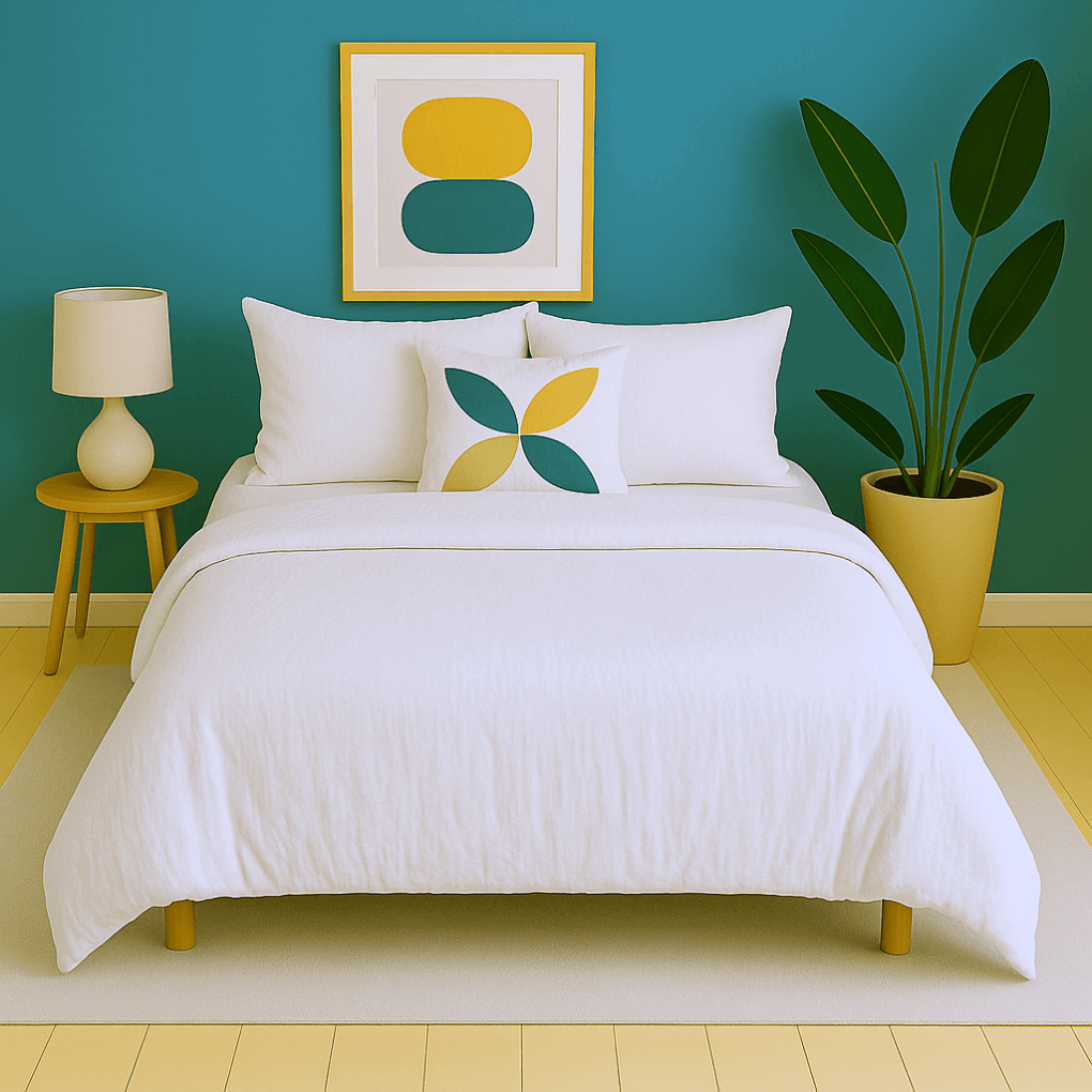 Housse de couette zippée facile à mettre gaze de coton modèle LAPONIE sur un lit moderne avec décoration élégante.