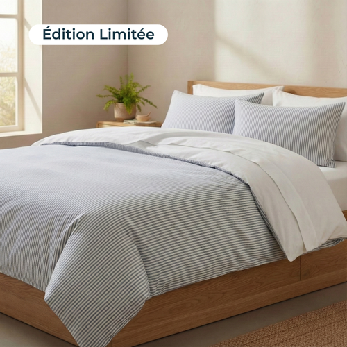 Housse de couette zippée facile à mettre en percale de coton COTTAGE