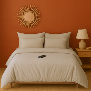 Housse de couette zippée facile à mettre en percale de coton ORGANIC