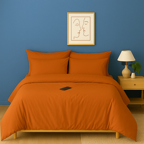 Housse de couette zippée facile à mettre en percale de coton TERRA