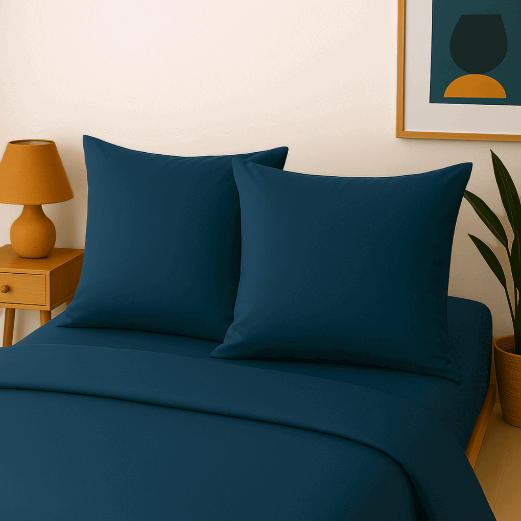 Taies d'oreiller en percale 80 unie ATLANTIS en couleur notché.